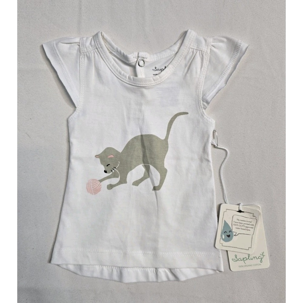 Sapling Baby Girls  Top Cat White 0-3 Months‎ NWT